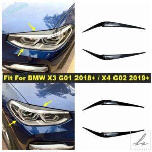 車用フロントヘッドライトカバートリム ヘッドライトランプフード装飾 BMW X3 G01 2018 - 2023 / X4 G02 2019 - 2023 アウターアクセサリー 部品 カスタムパ
