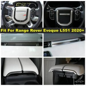レンジローバー イヴォーク L551 2020 - 2023 用 ステアリングホイール ギアシフト / アームレスト ストレージ ストライプ カバー トリム カーボン アクセサ