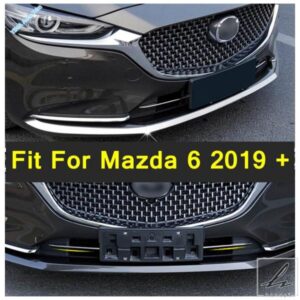 ステンレス外装リフィットキット マツダ 6 2019 - 2024 フロントバンパー スプリッター リップ / メッシュグリル グリル ストライプ カバー トリム 部品 カ