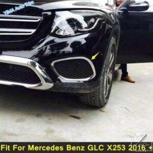 車用フロントバンパーフォグランプランプフレームカバートリム メルセデスベンツ GLC X253 2016-2021 ABSクローム外装アクセサリーに適合 部品 カスタムパー