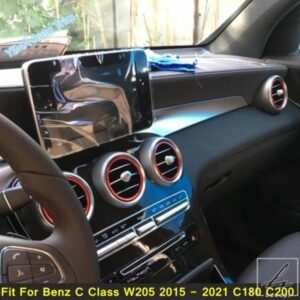 車用エアコン ACベントアウトレット装飾リングカバートリムメタルアクセサリー メルセデスベンツ Cクラス W205 2015 - 2021 C180 C200用 部品 カスタムパー