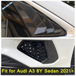 車用サイドベントウィンドウスクープルーバー/リアフォグランプデコレーションパネルカバートリムABSアクセサリー AUDI A3 8Y SEDAN 2021-2024用 部品 カス