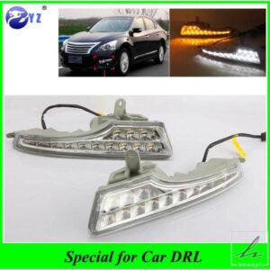 車用点滅2個 DRL 日産アルティマ ティアナ 2013 - 16 デイタイムランニングライト フォグランプカバー ヘッドライト 12V デイライト 部品 カスタムパーツ