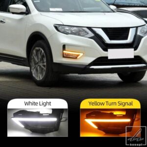 日産エクストレイル X トレイル ローグ 2017 - 20 用 DRL 2個 デイタイムランニングライト フォグランプカバー デイライトウィンカー 部品 カスタムパーツ
