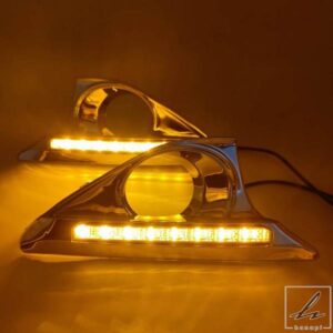 車用点滅 1ペア 車用 LED DRL デイタイムランニングライト フォグランプ ウィンカー トヨタ カムリ 2012 2013 2014 クロームカバー付き 部品 カスタムパーツ