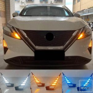 車用LED DRL 日産 QASHQAI J12 2023 2024 デイタイムランニングライト フォグランプカバー ウィンカー付き デイライト 部品 カスタムパーツ アクセサリー