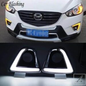 車用フラッシュライト 2個 12V LED 車用 DRL デイタイムランニングライト フォグランプ穴付き マツダ CX-5 CX5 CX 5 2012 - 16用 部品 カスタムパーツ