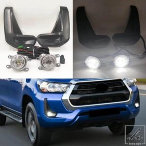 車用LEDフォグランプ トヨタ ハイラックス レボ 2020 2021 2022 フロントバンパー フォグランプ カバー グリル フレーム カバー ケーブル ベゼル フォグライ