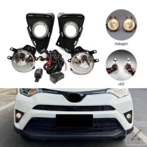 車用LEDフォグランプ トヨタ RAV4 2016 2017 2018 ヘッドライト フォグランプ ケーブル スイッチ グリル カバー ハロゲン フォグランプ フレーム 部品 カス