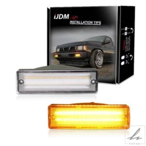 日産D21ハードボディピックアップ用車フロントバンパーアンバーウィンカーライトアセンブリ日産パスファインダー用ホワイトLEDパーキング/DRL 部品 カスタム