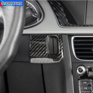 車用カーボンエンジンスタートボタンキーホールフレームデコレーションステッカー AUDI A4 B8 A5 2010-2016 LHD RHD インテリアアクセサリー 部品 カスタム
