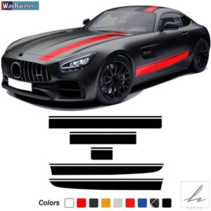 車フードデカールルーフリアボディサイドストライプスカートステッカーメルセデスベンツAMG GT C190 R190 GTS GTR GTC 2015年以降2021年アクセサリー 部品