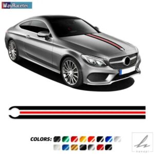 車用ボンネットステッカー ボンネットストライプ デカール メルセデスベンツ W204 W205 W176 W177 A45 CLA250 W213 W211 C63 AMG A C E CLA GLA GLC CLS用
