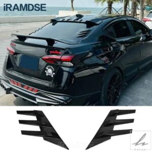日産アルメーラ用リアウインドシールドサイドスポイラー 外装装飾リアウイング 光沢ブラックアクセサリー 部品 カスタムパーツ アクセサリー