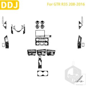 日産 GTR R35 2008-2016 用 カーアクセサリー カーボン インテリア ステアリングホイール CD ギアシフトセット トリム ステッカー 部品 カスタムパーツ