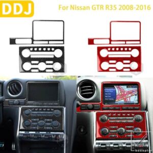 日産GTR R35 2008-2016用カーアクセサリーカーボンラジオコンソールステッカーナビゲーションディスプレイサラウンドカバーデコレーション 部品 カスタムパ