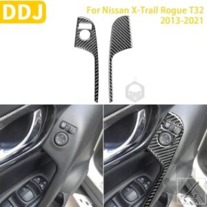 日産エクストレイル ローグ T32 2013-2021 アクセサリー カーボン インテリア カーミラー調整スイッチ トリム ステッカー デコレーション 部品 カスタムパー