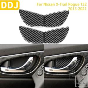 日産エクストレイル ローグ T32 2013-2021 アクセサリー カーボン インテリア 車内ドアボウル ウィンドウトリム ステッカー デコレーション 部品 カスタムパ