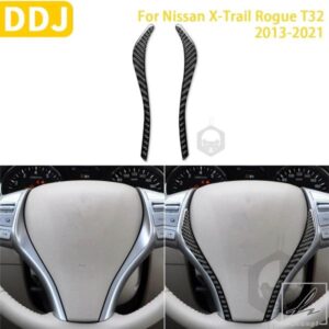 日産エクストレイル ローグ T32 2013-2021 アクセサリー カーボン インテリア カー ステアリングホイール パネル トリム ステッカー デコレーション 部品 カ