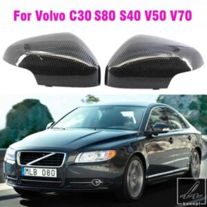 車用サイドミラーカバーキャップ カーボンカラー サイドバックミラーカバーキャップ ボルボ C30 S80 S40 V50 V70 39850573 39850593 部品 カスタムパーツ