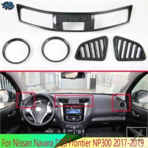 日産ナバラ D23 フロンティア NP300 2017-2021 カーボンスタイル エアベントアウトレットカバー ダッシュボードトリム ベゼルフレームモールディング 部品