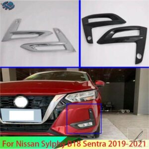 日産 シルフィ B18 セントラ 2019-2021 用 カーアクセサリー フロントフォグランプ ランプカバー トリム モールディング ベゼル ガーニッシュ ステッカー 部
