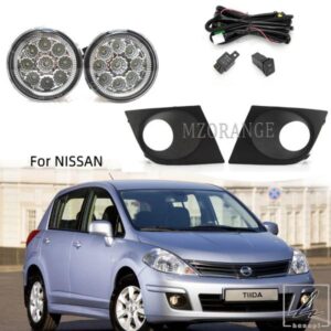 日産ティーダヴァーサ 2007-2010 2011年式用フォグランプ ヘッドライト LEDハロゲンフォグランプ フレーム配線グリルハーネススイッチアクセサリー 部品 カ