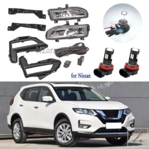 日産エクストレイル X トレイル T32 ローグ 2017-2019 用 LED フォグランプ ヘッドライト フォグランプ ブラケット ハーネス カバー グリル ベゼル アクセサ