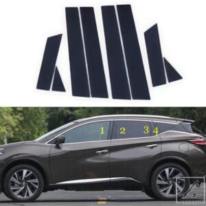 日産ムラーノ 2015 - 19-2024 に適合 光沢ブラック ドア ウィンドウ ピラーポスト トリムカバー ステッカー 外装デカール 部品 カスタムパーツ アクセサリー