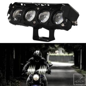 汎用バイクスポットライトヘッドライト4レンズ25Wハイ/ロービーム補助ライトLEDドライビングフォグランプスポットランプアクセサリー 部品 カスタムパーツ