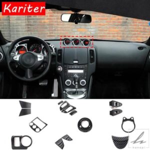 日産370Z Z34 2009-2020 ABSカーボンスタイルガラスリフトフレームセンターコントロールパネル内装外装アクセサリー 部品 カスタムパーツ アクセサリー