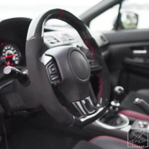 車用カーボンステアリングホイール ナッパレザー レッドステッチ入り スバル WRX/STI 2015 - 20 対応 部品 カスタムパーツ アクセサリー