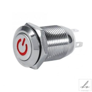 12MM オートパワープッシュボタンスイッチ 金属 瞬間型 赤色 LED 2V カーアクセサリー 部品 カスタムパーツ アクセサリー