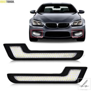 汎用デイタイムランニングライト LED ホワイトライト L字型ストリップ 72 SMD ガラスレンズ バックステッカー付き 12V DRL DIY LEDランプ 車用 2個 部品 カ