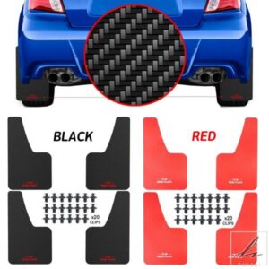 車用汎用 ブラック レッド カーボンエフェクト スプラッシュガード マッドフラップ モールドマッドガード フェンダーカバー フロント リア スタイリングアク