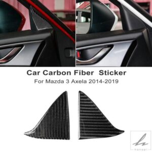 車用カーボンフロントドア内装トリムAピラートライアングル装飾ステッカー マツダ3アクセラ2014-2019 内装アクセサリー 部品 カスタムパーツ アクセサリー
