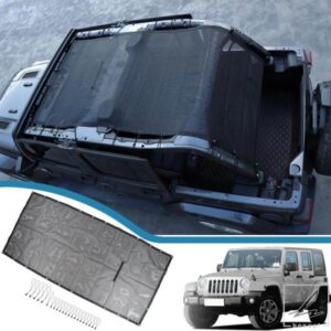 車用ルーフメッシュトップサンシェードカバー 紫外線防止サンシェード断熱ネット ジープラングラー JL 4ドア 2018-2023 アクセサリー 部品 カスタムパーツ