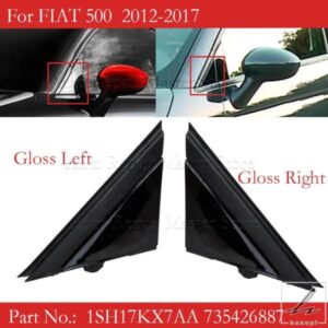 左右グロスブラック車ドアミラーフラッグカバートリムモールディング1SH17KX7AA 1SH16KX7AA フィアット500 2012-2017に適合 部品 カスタムパーツ