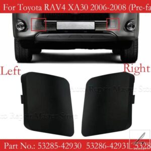 1/2個 左右フロントバンパー牽引フックカバーキャップ トヨタ RAV4 XA30 2006 2007 2008 53285-42930 53286-42931用 部品 カスタムパーツ アクセサリー