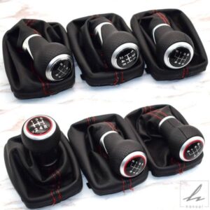 12MM 5速 6速 AUDI A3 S3 2001 2002 2003 車用 ギアシフトノブ レバー スティック ハンドル ゲーター ブーツカバーケース レッドステッチ 部品 カスタムパー
