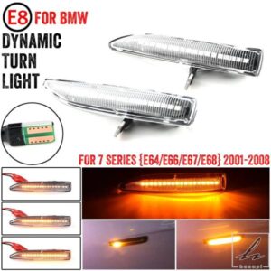 車用LEDサイドマーカーウィンカーライト ダイナミックフローティングシーケンシャルインジケーターランプ 1セット BMW 7シリーズ E65 E66 E67 E68 2001-2008