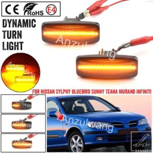 日産シルフィブルーバードサニーティアナムラーノインフィニティM35FX45FX35QX60用ダイナミックサイドウィンカーインジケーターサイドマーカーライト 部品