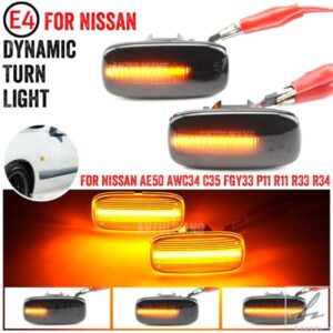 日産 AE50 救急車 AWC34 ステージア FGY33 CIMA P11 P11E R11 プレセア用 LED ダイナミックサイドマーカーウィンカーライト 2個 部品 カスタムパーツ