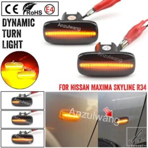 日産マキシマ スカイライン R34 アルメーラ N15 N16 パルサー プリメーラ P11 P12 用 流れる LED サイドマーカー ダイナミック ウィンカー ライト ランプ 部