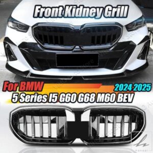車用フロントキドニーグリル ABSブラックフロントバンパーレーシンググリル BMW 5シリーズ I5 2024 G60 外装カスタムアクセサリー 部品 カスタムパーツ