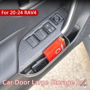 車用収納ボックスドア ABS製ウィンドウリフトパネル 収納ボックストレイオーガナイザー付き トヨタ RAV4 2020-2024年式 内装アクセサリー 部品 カスタムパー