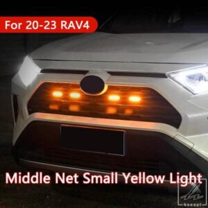 車用フロントグリルライト センターグリッド LED デイタイムランニングライト シグナルランプ ハザード灯 トヨタ RAV4 20-24 外装アクセサリーに適合 部品