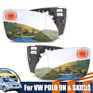 左右サイドウィングミラーガラス 凸面 リアビュー 広角 シュコダ オクタビア MK2 A5 2004-2009 VW ポロ 9N 9N3 2005-2009用 部品 カスタムパーツ