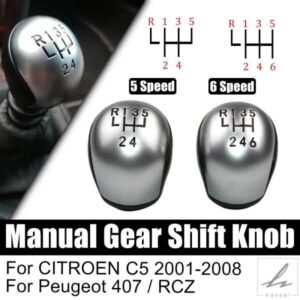 車用ギアシフトノブ 5速/6速マニュアル交換用 シトロエン C5 2001-2008 プジョー 407 RCZ カースタイリング 部品 カスタムパーツ アクセサリー