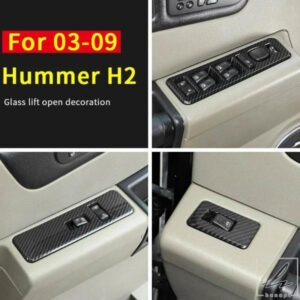 03-07 ハマー H2 ガラスリフトボタン ABS カーシートガラスリフトスイッチステッカー インテリアスタイリング装飾アクセサリー 部品 カスタムパーツ
